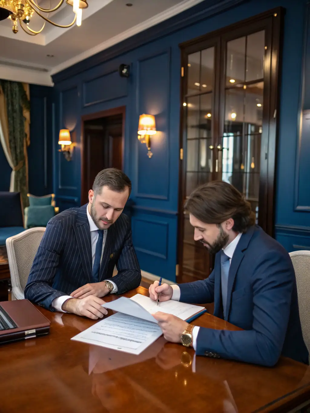 An image showing a financial advisor discussing a debt restructuring plan with a client in a modern office setting, emphasizing collaboration and trust.