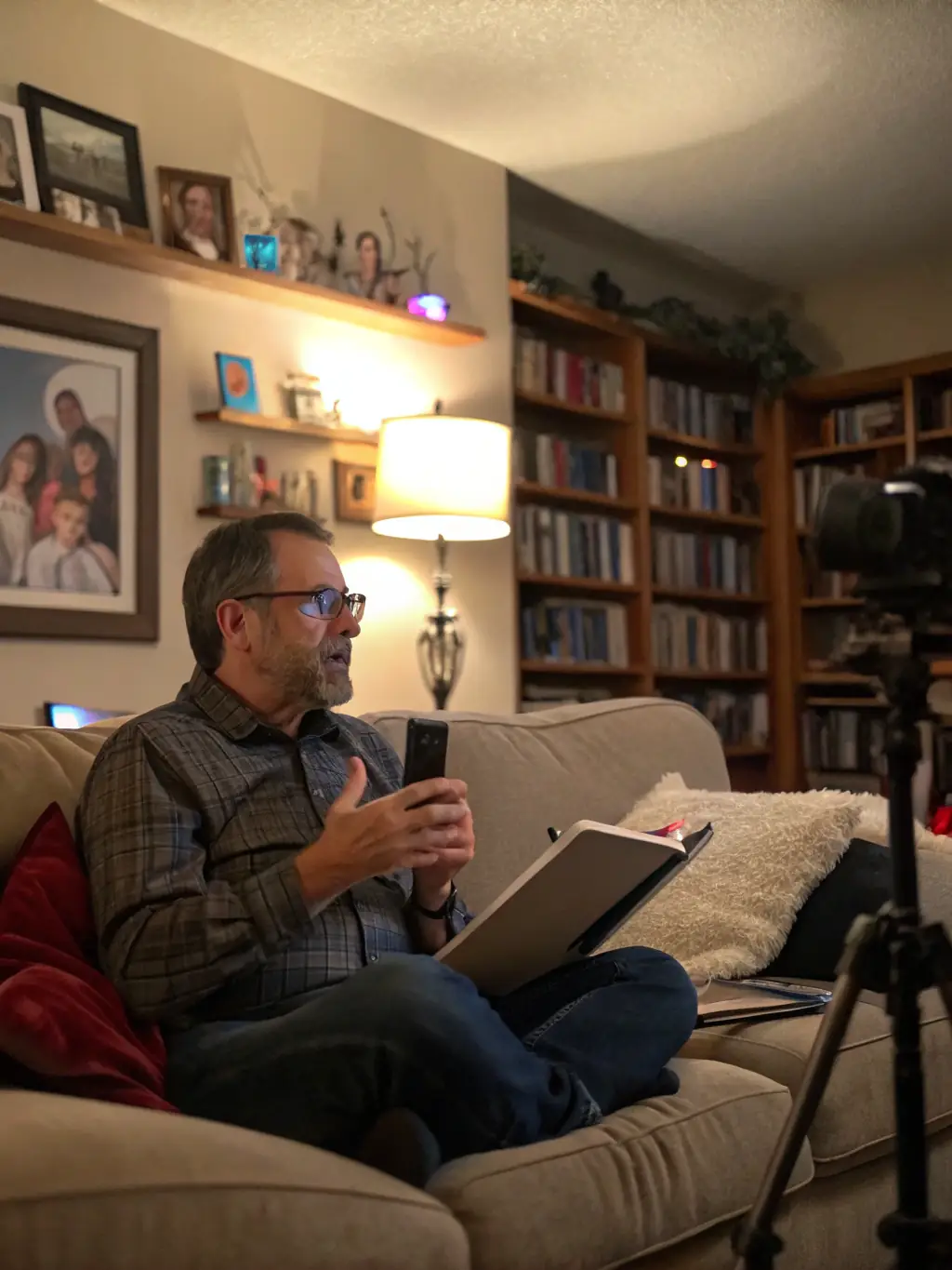 A success story testimonial video playing on a laptop screen, showcasing a satisfied client who has successfully overcome their debt issues with the help of G.C.D. S.r.l.s.